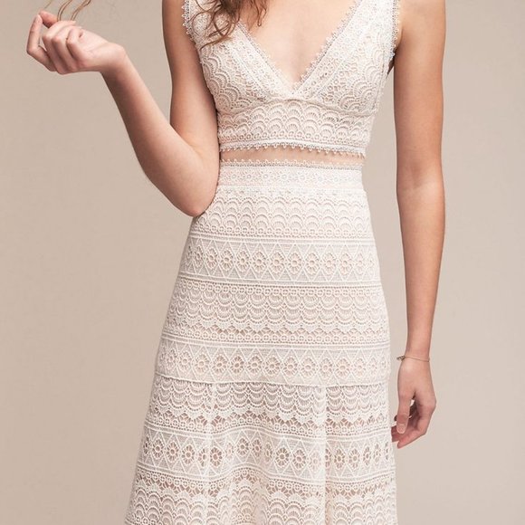 NWT Tadashi shoji ADELINA Lace Floral Dress Ivory Petal - Picture 2 of 4